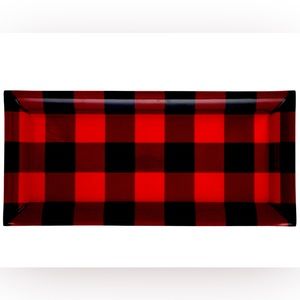 Red Buffalo Plaid Rectangular Charger Plates, 14.25x6.75x1 in.